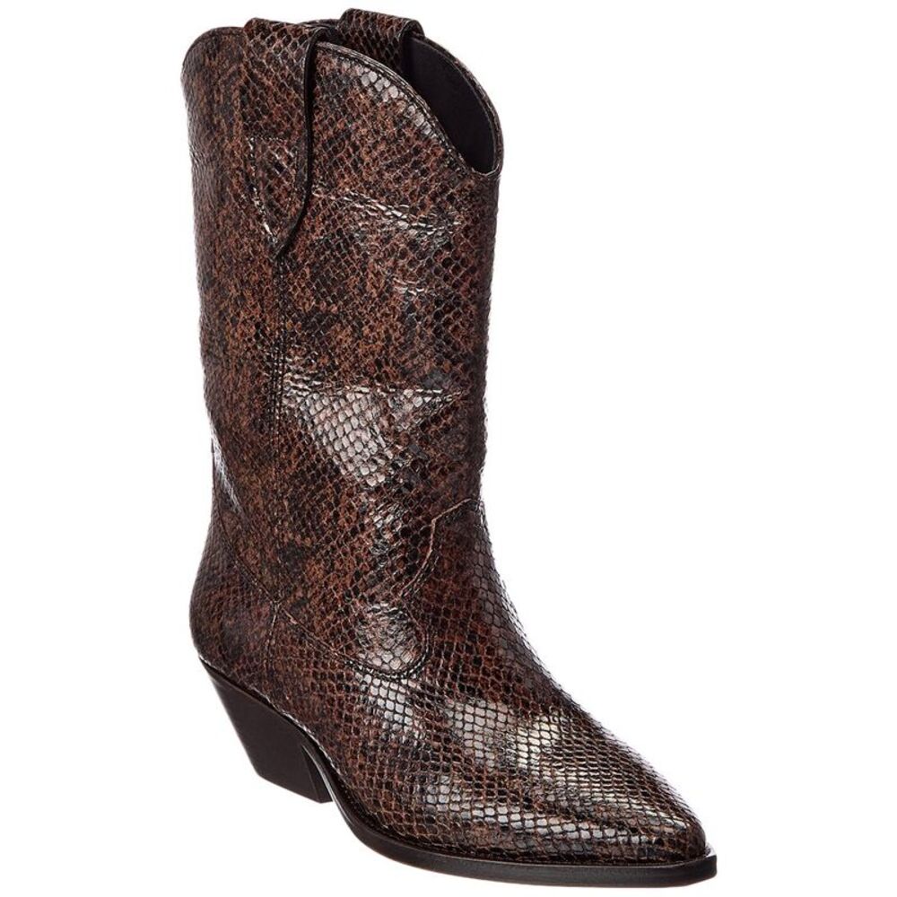 Isabel Marant Duerto Snake-Embossed Leather Boot, Brown